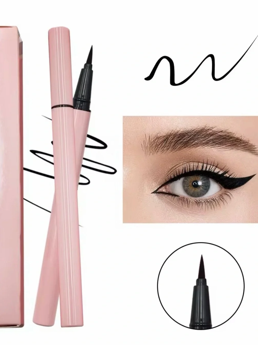 Multi-Color Liquid Eyeliner Pens - Pink Barrel, 7-Shade Set